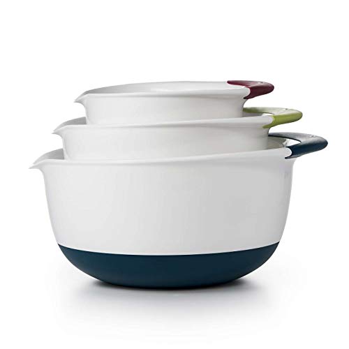 OXO 1115580 Good Grips 3-Piece Mixing Bowl Set with Red/Green/Blue Handles