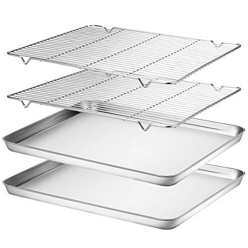 USA Pan Bakeware Quarter Sheet Baking Pan and Bakeable Nonstick Cooling  Rack Set, Metal