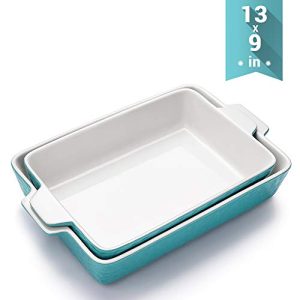 Ceramic Baking Dishes, Krokori Rectangular Bakeware Set Baking Pan Lasagna  Pans for Cooking, Kitchen, Cake Dinner, Banquet and Daily Use - 13 x 9  Inches for Larger One- 2PCS - Shop - TexasRealFood
