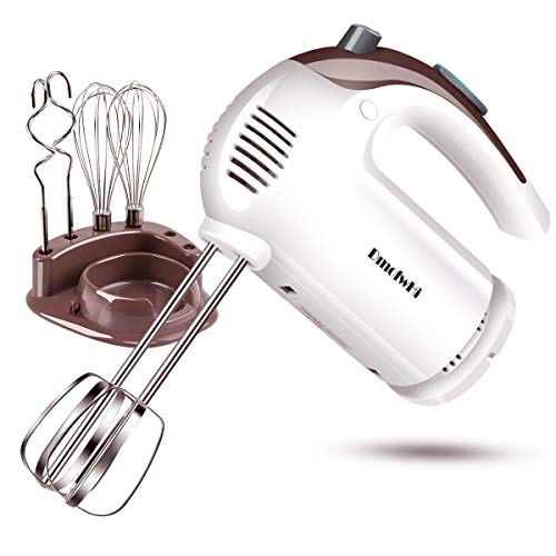 and Storage Case 220W Ultra Power Kitchen Hand Mixers with 4 Stainless Steel Attachments White 2 Whisks and 2 Dough Hooks Barcley 5 Speed Hand Mixer Electric 