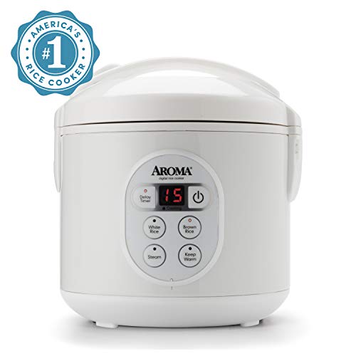 Aroma Housewares 8-Cup (Cooked)  (4-Cup UNCOOKED) Digital Rice Cooker and Food Steamer (ARC-914D),White
