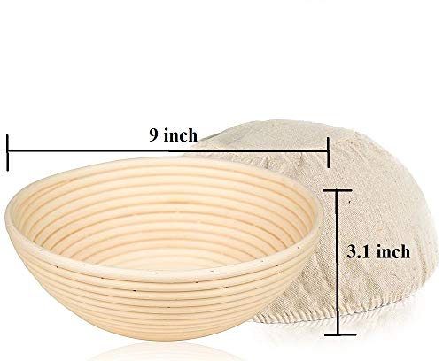 Bread Proofing Proving Baskets Rattan Dough Banneton Brotform w/ Liner, 