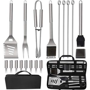 19Pcs Heavy Duty Stainless Steel BBQ Grill Tool Accessories Set Kit In Gift Box 