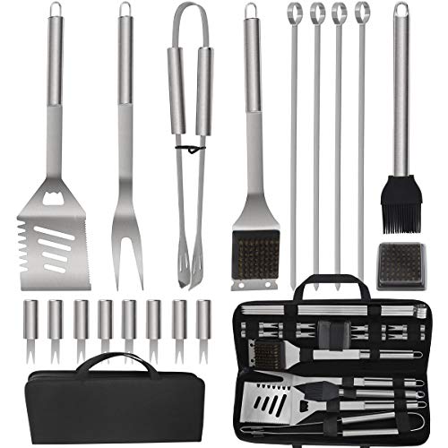 POLIGO 19PCS Barbecue Grill Utensils Kit Stainless Steel BBQ Grill Tools  Set - Premium Grill Accessories in Storage Bag for Camping - Ideal Grilling  